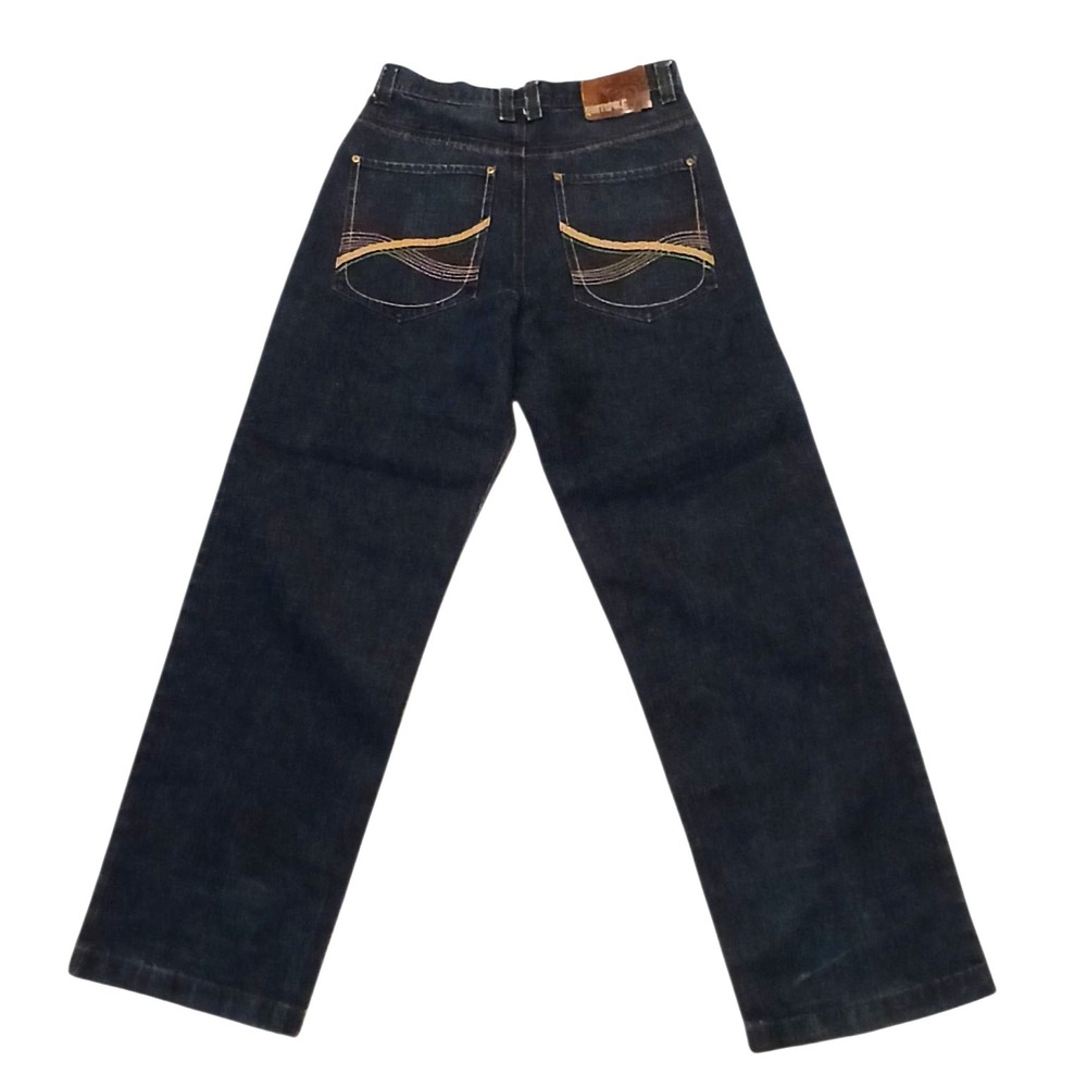 Vintage Y2K Southpole Green Tab Jeans Mens 34 Dark Blue‎ Baggy Streetwear Retro